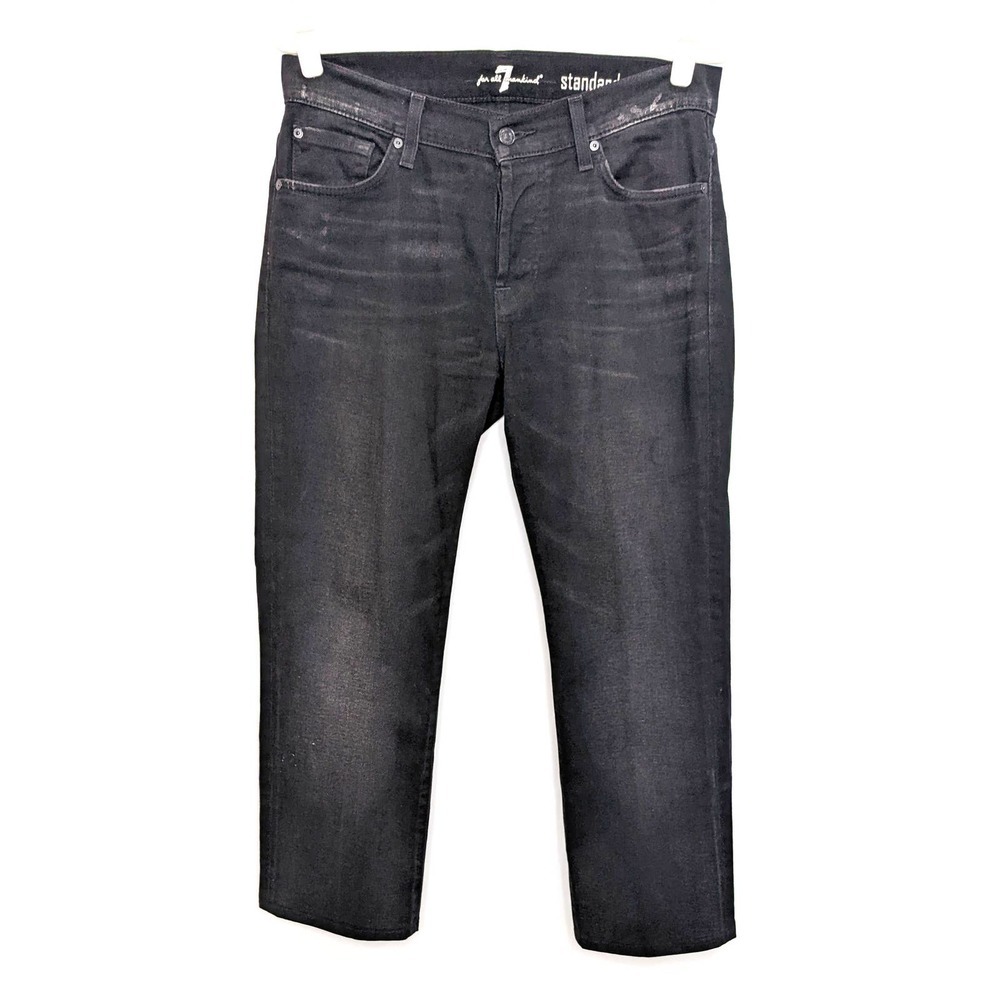 7 For All Mankind Jeans Mens 31 Black Button Fly Straight Leg Denim